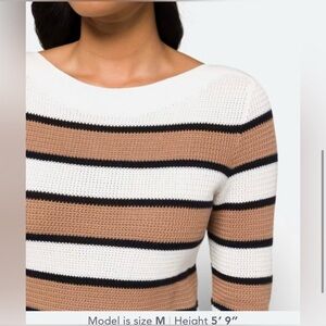 Market & Spruce Tawnee Cotton Blend Waffle Stitch Sweater White Brown XXL